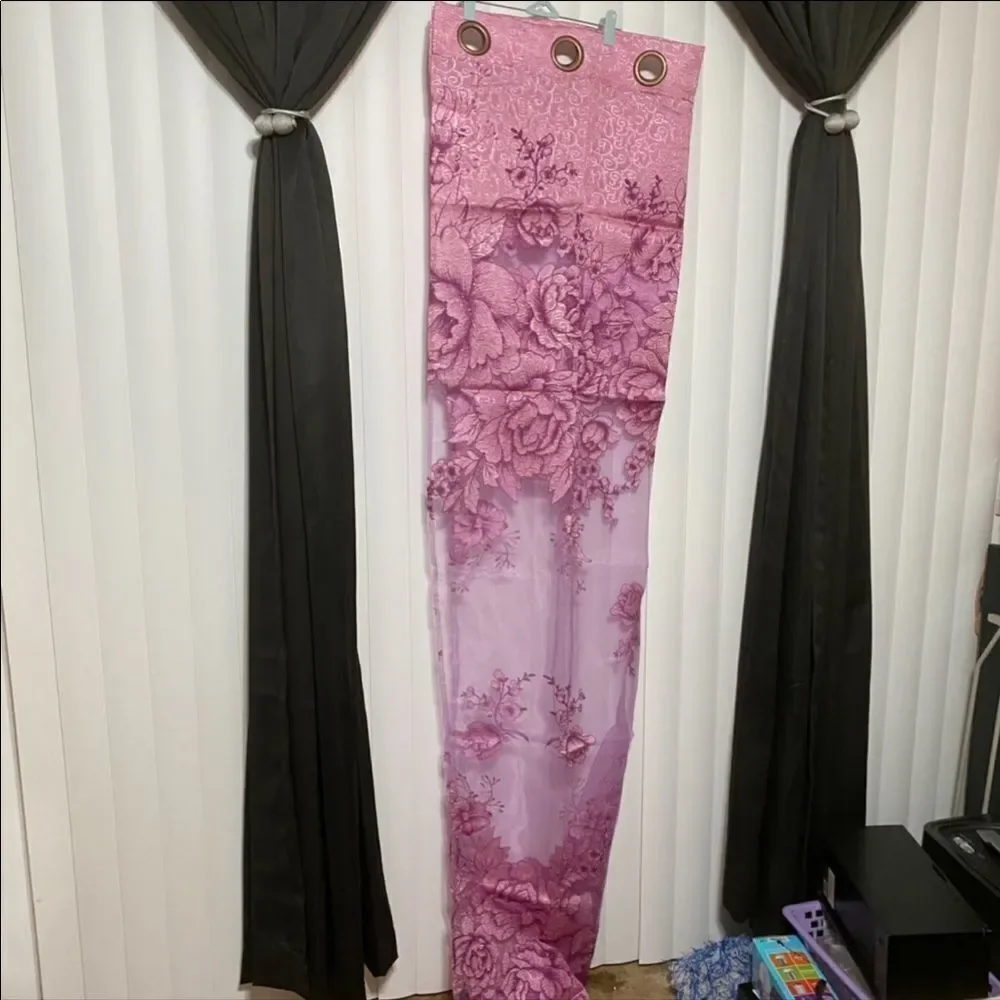 Purple lace floral with beautiful beaded ends shower curtain